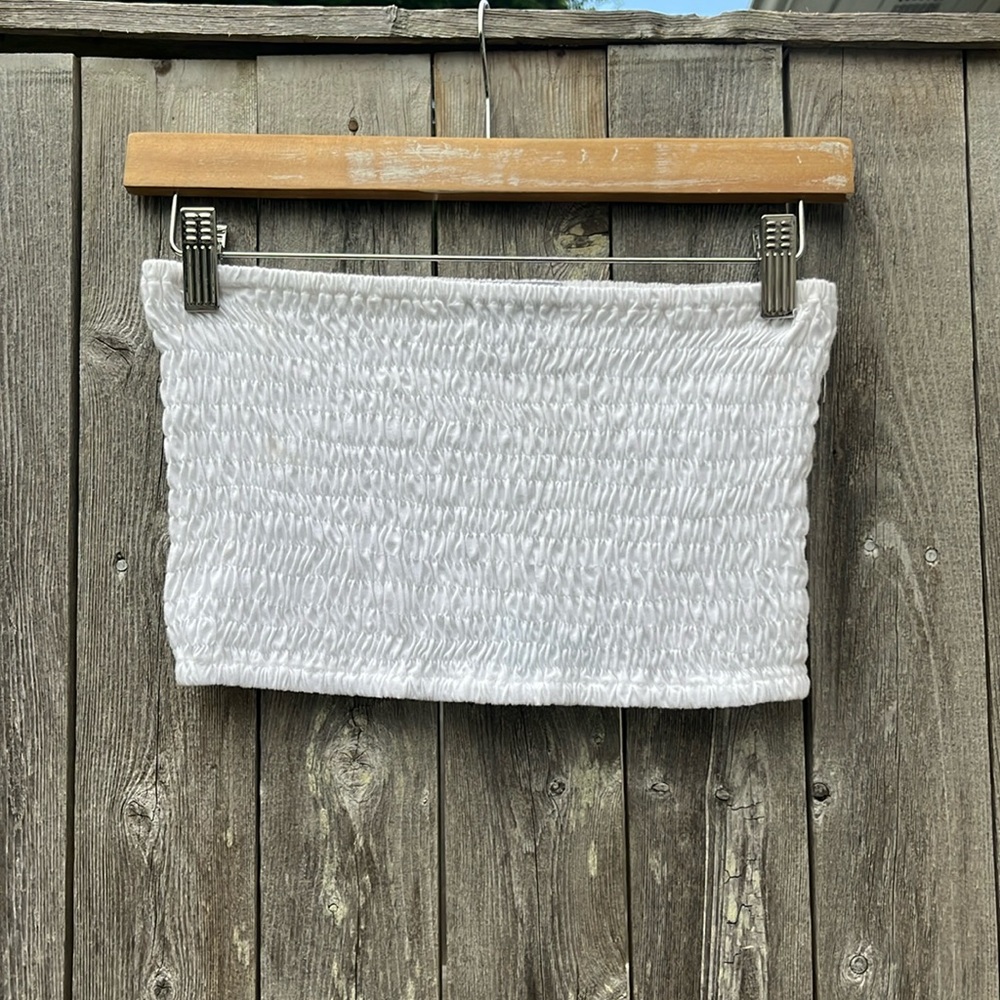 Tybee Island White Boho Style Bandeau Top,M/L,NWT